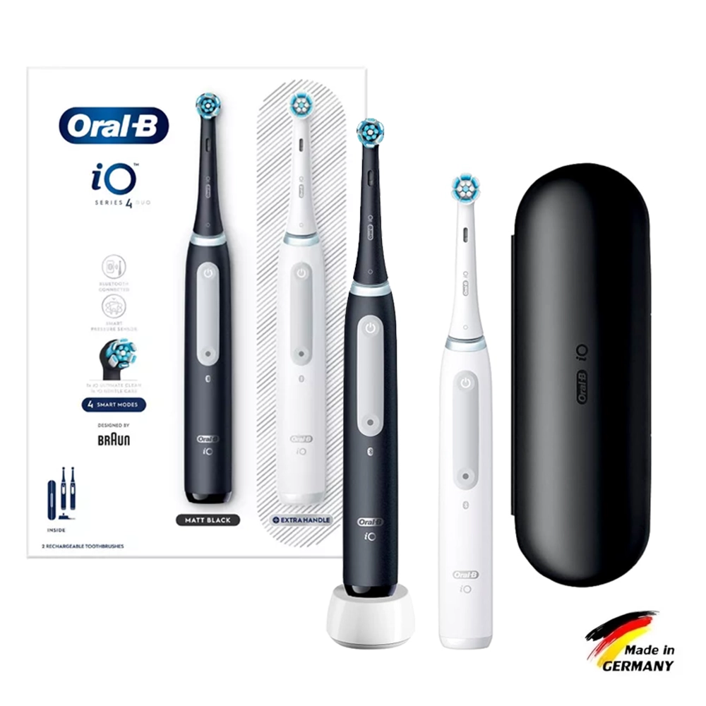 oral b ioseries 4 duo (1) مسواک برقی اورال بی مدل (matt black&extra handle) IO series4 DUO - Image 1
